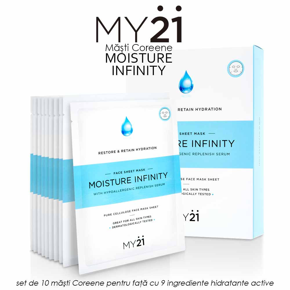 MY21 Moisture Infinity - set de 10 masti Coreene pentru fata cu 9 ingrediente hidratante active