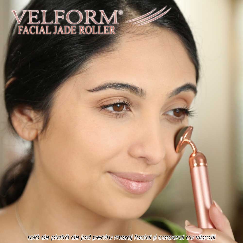 Velform Facial Jade Roller - rola cu piatra de jad pentru masaj facial si corporal cu vibratii