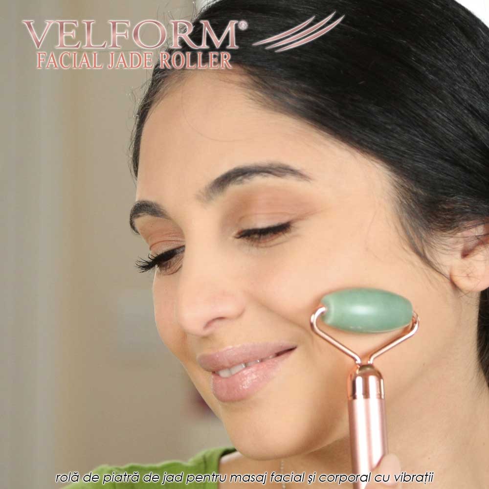 Velform Facial Jade Roller - rola cu piatra de jad pentru masaj facial si corporal cu vibratii