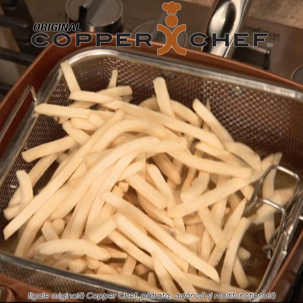 Copper Chef Original - tigaie patrata adanca multifunctionala, antiaderenta, acoperita cu ceramica de calitate, set 4 piese