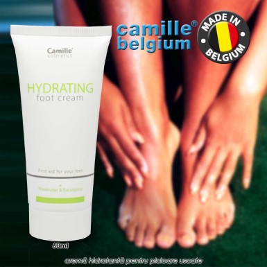 Camille Hydrating Foot Cream 60ml - crema hidratanta pentru picioare uscate cu unt de shea, mentol, camfor si eucalipt Camille Hydrating Foot Cream 60ml - crema hidratanta pentru picioare uscate cu unt de shea, mentol, camfor si eucalipt