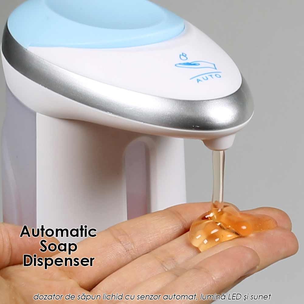Automatic Soap Dispenser - dozator de sapun lichid cu senzor automat, lumina LED si sunet Automatic Soap Dispenser - dozator de sapun lichid cu senzor automat, lumina LED si sunet