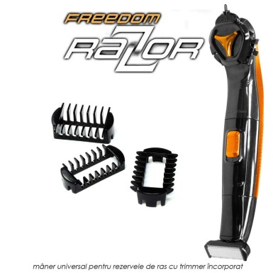 Freedom Razor - maner universal pentru rezervele aparatelor de ras si trimmer de tuns electric incorporat Freedom Razor - maner universal pentru rezervele aparatelor de ras si trimmer de tuns electric incorporat