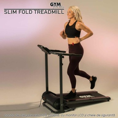 Gymform Slim Fold - banda de alergare electrica, pliabila, cu monitor LCD si cheie de siguranta