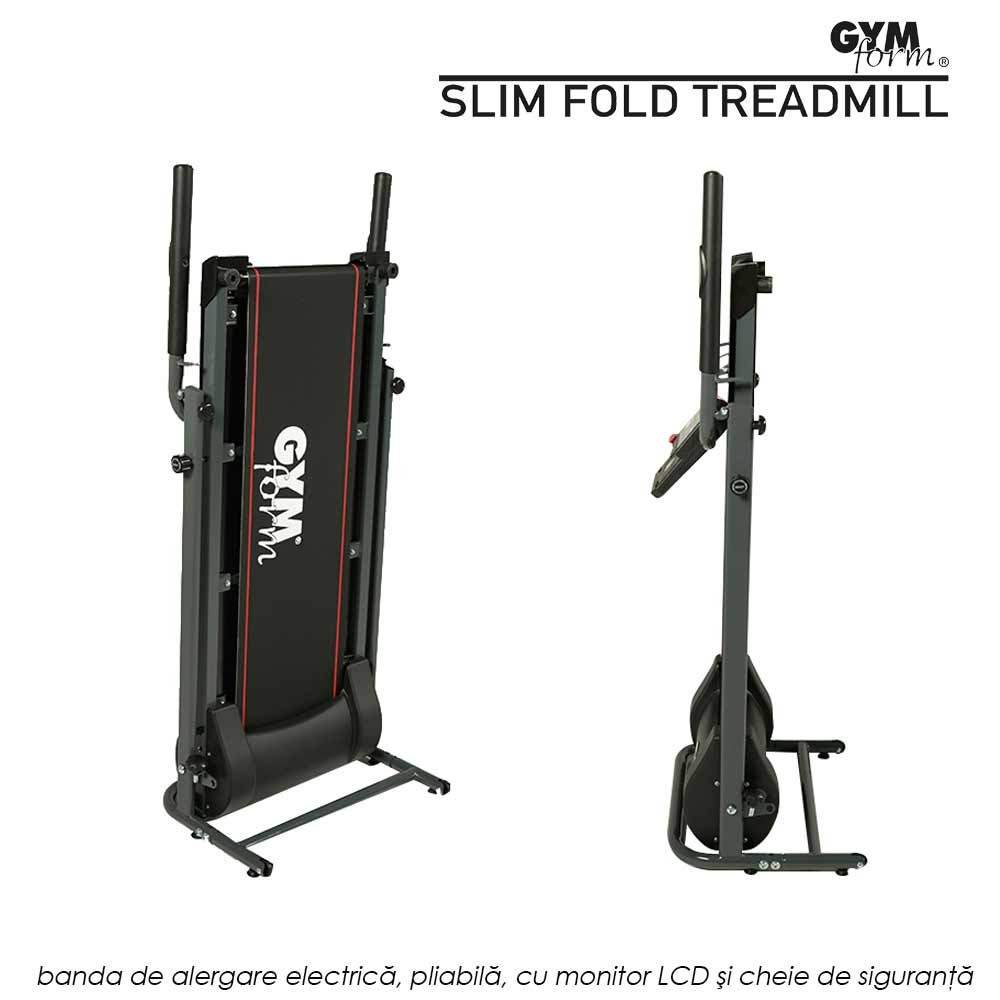 Gymform Slim Fold - banda de alergare electrica, pliabila, cu monitor LCD si cheie de siguranta
