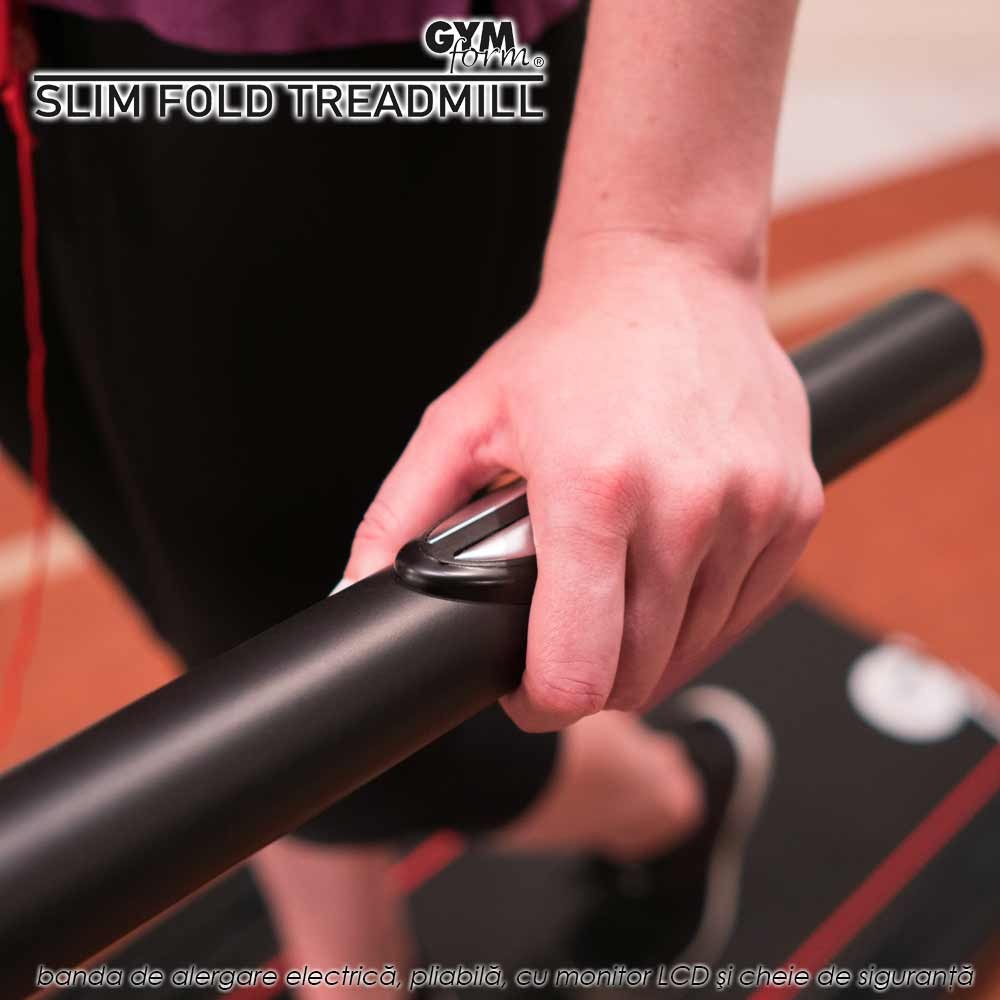 Gymform Slim Fold - banda de alergare electrica, pliabila, cu monitor LCD si cheie de siguranta