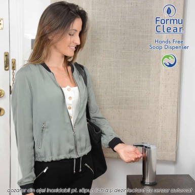 FormuClear Hands Free Soap Dispenser - dozator din otel inoxidabil pentru sapun lichid si dezinfectant cu senzor automat FormuClear Hands Free Soap Dispenser - dozator din otel inoxidabil pentru sapun lichid si dezinfectant cu senzor automat