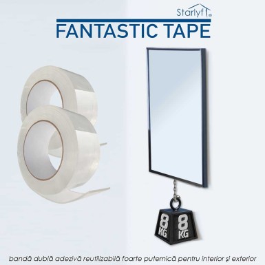 Starlyf Fantastic Tape - banda dubla adeziva reutilizabila foarte puternica pentru interior si exterior Starlyf Fantastic Tape - banda dubla adeziva reutilizabila foarte puternica pentru interior si exterior