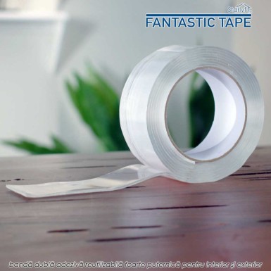 Starlyf Fantastic Tape - banda dubla adeziva reutilizabila foarte puternica pentru interior si exterior Starlyf Fantastic Tape - banda dubla adeziva reutilizabila foarte puternica pentru interior si exterior