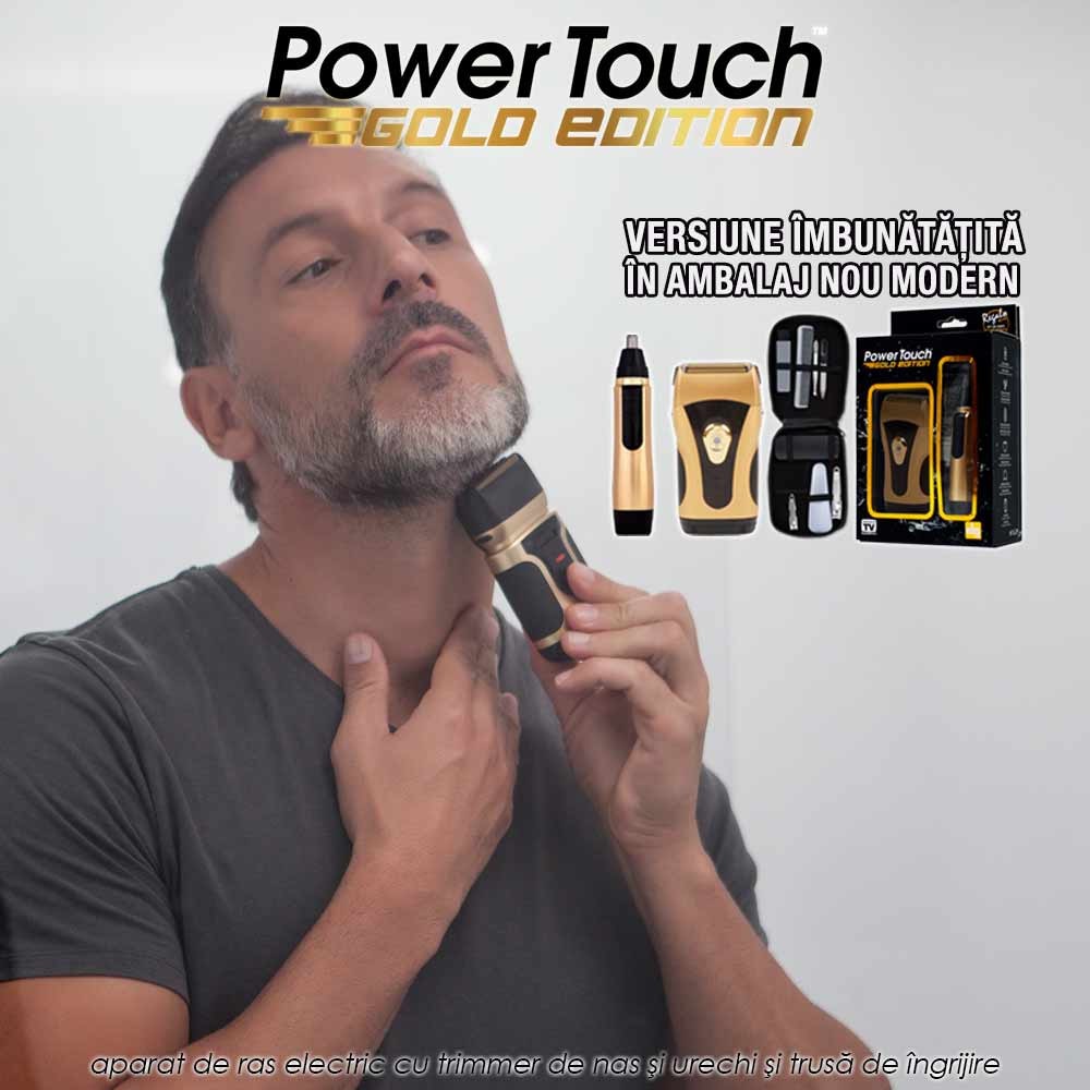 Power Touch Gold Edition - aparat de ras electric cu trimmer de nas si urechi si trusa de ingrijire Power Touch Gold Edition - aparat de ras electric cu trimmer de nas si urechi si trusa de ingrijire