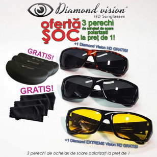 Diamond Vision HD - 3 perechi de ochelari de soare polarizati la pret de 1