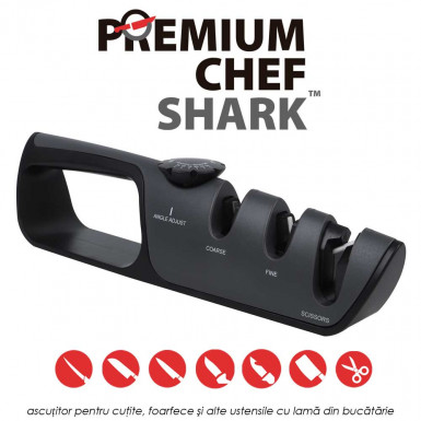 Premium Chef Shark - ascutitor pentru cutite, foarfece si alte ustensile cu lama din bucatarie