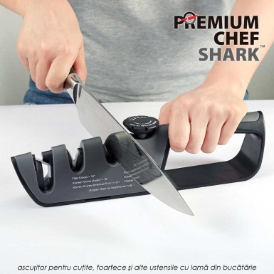 Premium Chef Shark - ascutitor pentru cutite, foarfece si alte ustensile cu lama din bucatarie Premium Chef Shark - ascutitor pentru cutite, foarfece si alte ustensile cu lama din bucatarie