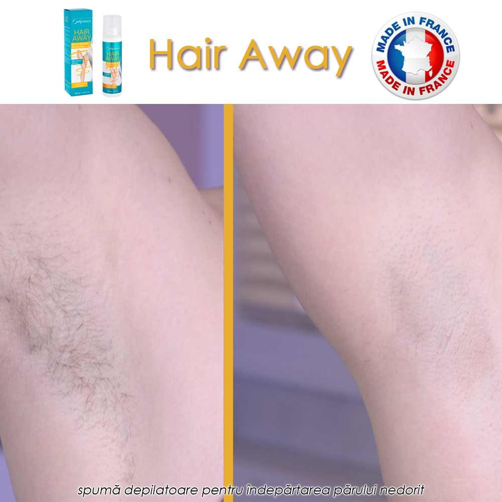 Hair Away - spuma depilatoare pentru indepartarea parului nedorit Hair Away - spuma depilatoare pentru indepartarea parului nedorit