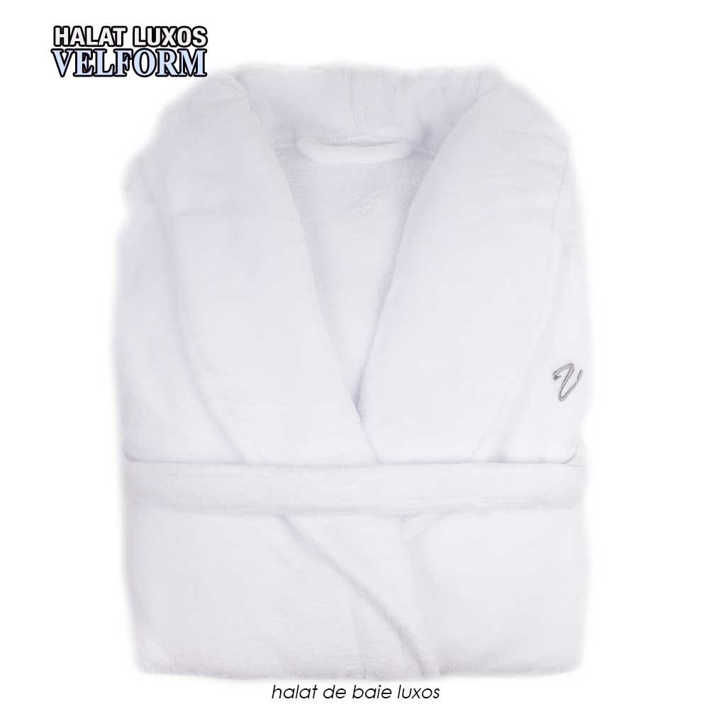 Velform Bathrobe - halat de baie pufos si luxos, alb, pentru barbati si femei Velform Bathrobe - halat de baie pufos si luxos, alb, pentru barbati si femei