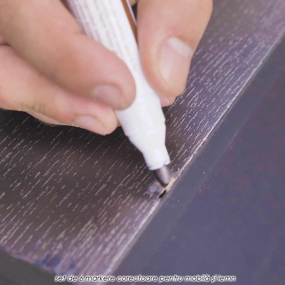 Furniture Repair Markers - set de 6 markere corectoare pentru mobila si lemn