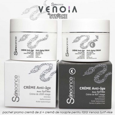 Pachet PROMO: Venoia Syn-Ake Day + Night Face Cream 50ml - crema de zi + crema de noapte pentru fata cu venin sintetic de sarpe