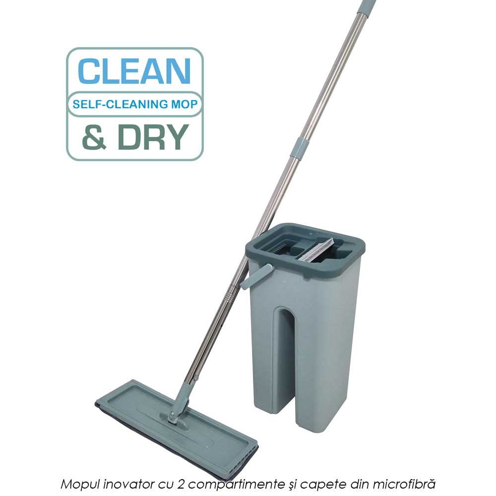 Clean And Dry Mop - inovatorul mop cu doua recipiente separate si capete din microfibra
