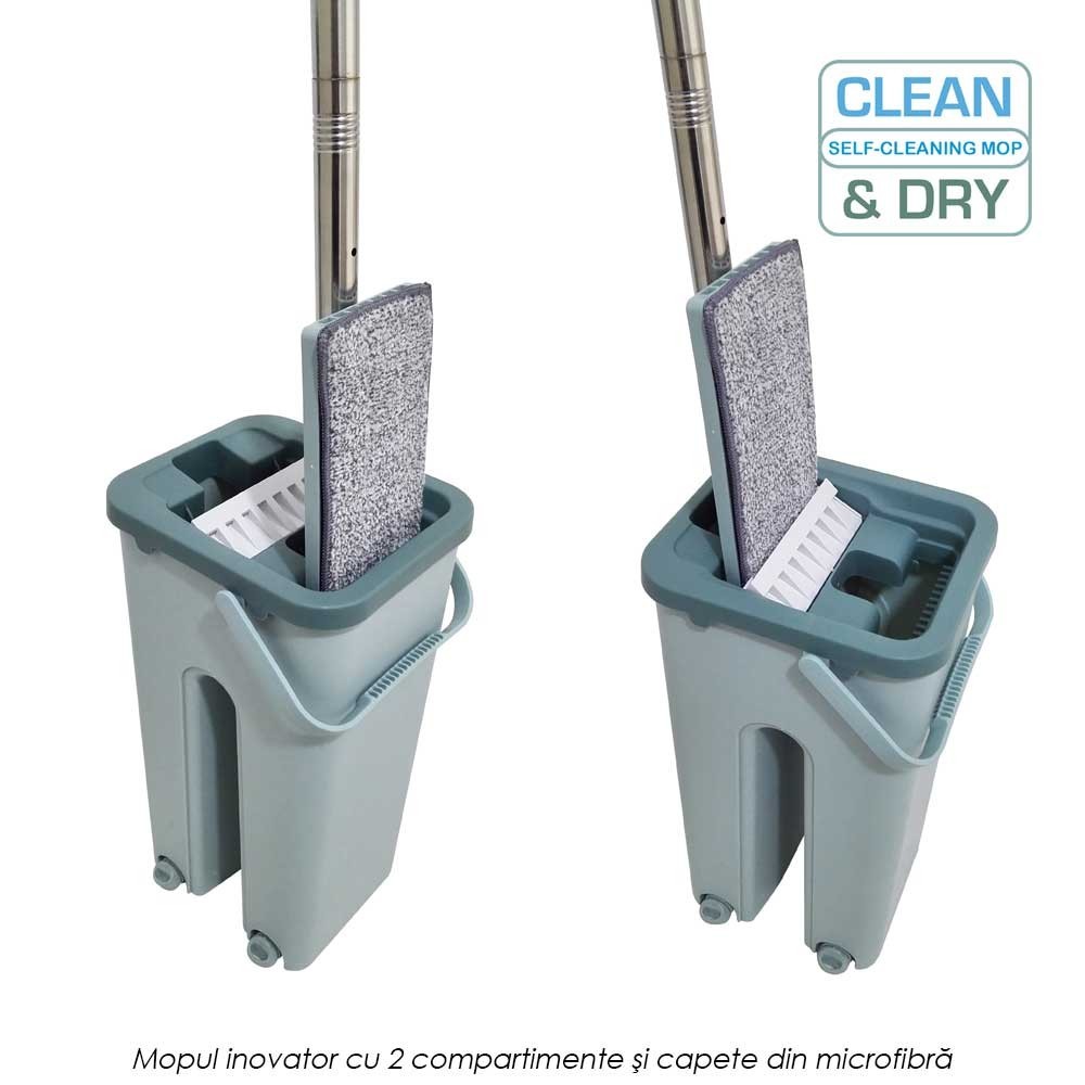 Clean And Dry Mop - inovatorul mop cu doua recipiente separate si capete din microfibra