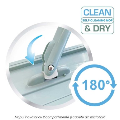 Clean And Dry Mop - inovatorul mop cu doua recipiente separate si capete din microfibra Clean And Dry Mop - inovatorul mop cu doua recipiente separate si capete din microfibra