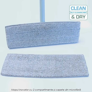 Clean And Dry Mop - inovatorul mop cu doua recipiente separate si capete din microfibra Clean And Dry Mop - inovatorul mop cu doua recipiente separate si capete din microfibra