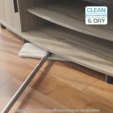 Clean And Dry Mop - inovatorul mop cu doua recipiente separate si capete din microfibra Clean And Dry Mop - inovatorul mop cu doua recipiente separate si capete din microfibra