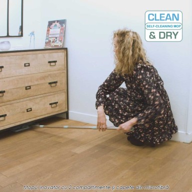 Clean And Dry Mop - inovatorul mop cu doua recipiente separate si capete din microfibra Clean And Dry Mop - inovatorul mop cu doua recipiente separate si capete din microfibra