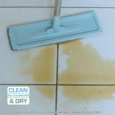Clean And Dry Mop - inovatorul mop cu doua recipiente separate si capete din microfibra Clean And Dry Mop - inovatorul mop cu doua recipiente separate si capete din microfibra