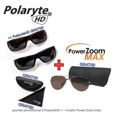 Pachet PROMO: 2 perechi de ochelari de soare polarizati PolaryteHD + 1 pereche in stil aviator
