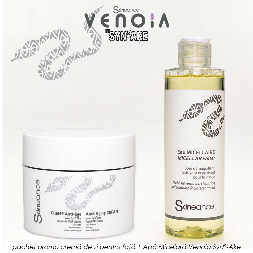 Pachet PROMO: crema de zi + demachiant micelar cu venin sintetic de sarpe | pret 188 lei | Telestar
