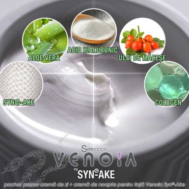 Pachet PROMO: Venoia Syn-Ake Day + Night Face Cream 50ml - crema de zi + crema de noapte pentru fata cu venin sintetic de sarpe Pachet PROMO: Venoia Syn-Ake Day + Night Face Cream 50ml - crema de zi + crema de noapte pentru fata cu venin sintetic de sarpe