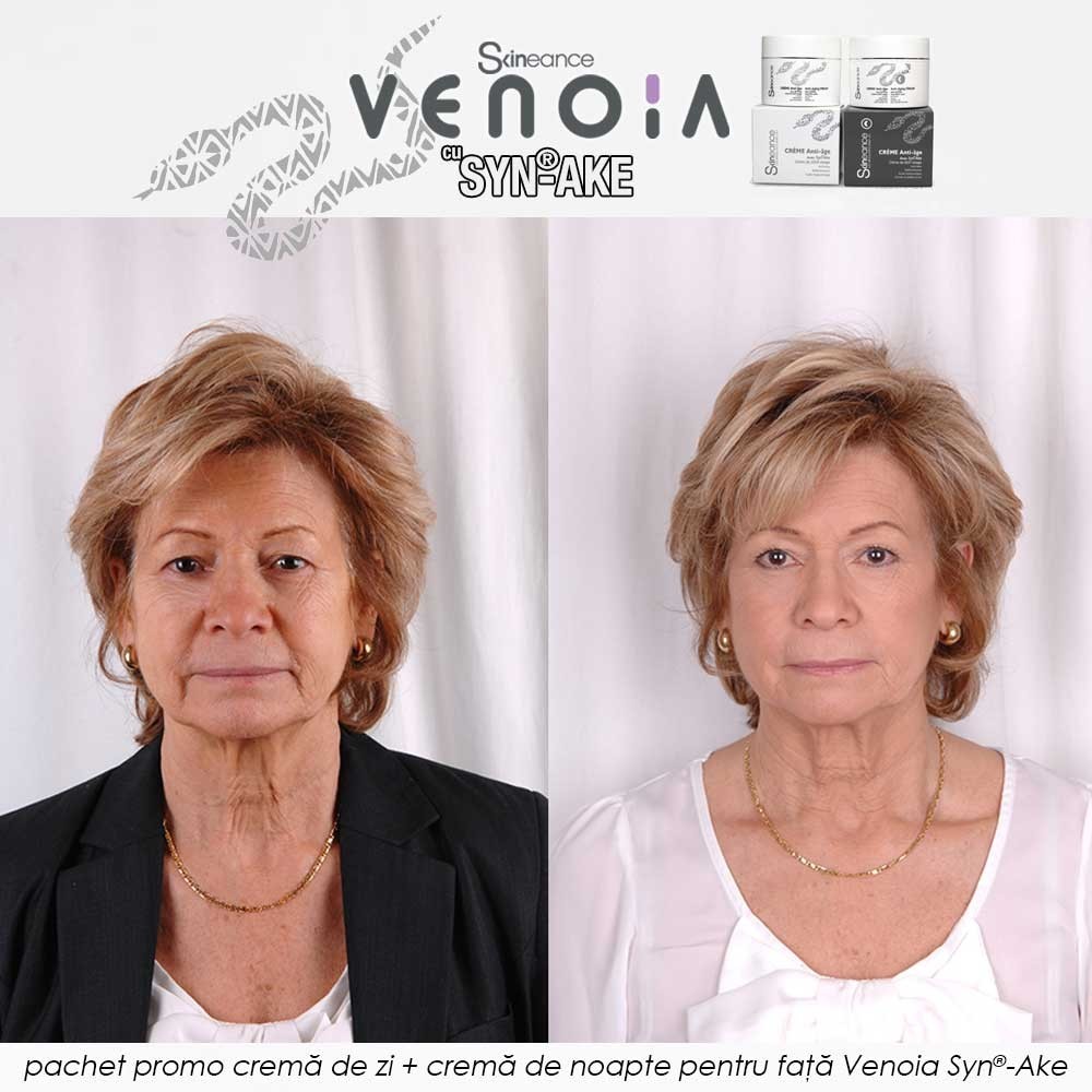 Pachet PROMO: Venoia Syn-Ake Day + Night Face Cream 50ml - crema de zi + crema de noapte pentru fata cu venin sintetic de sarpe