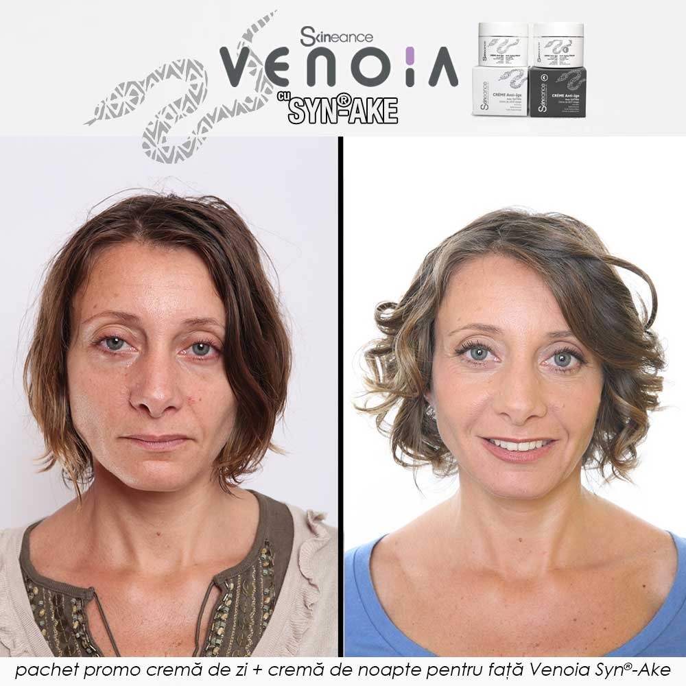 Pachet PROMO: Venoia Syn-Ake Day + Night Face Cream 50ml - crema de zi + crema de noapte pentru fata cu venin sintetic de sarpe