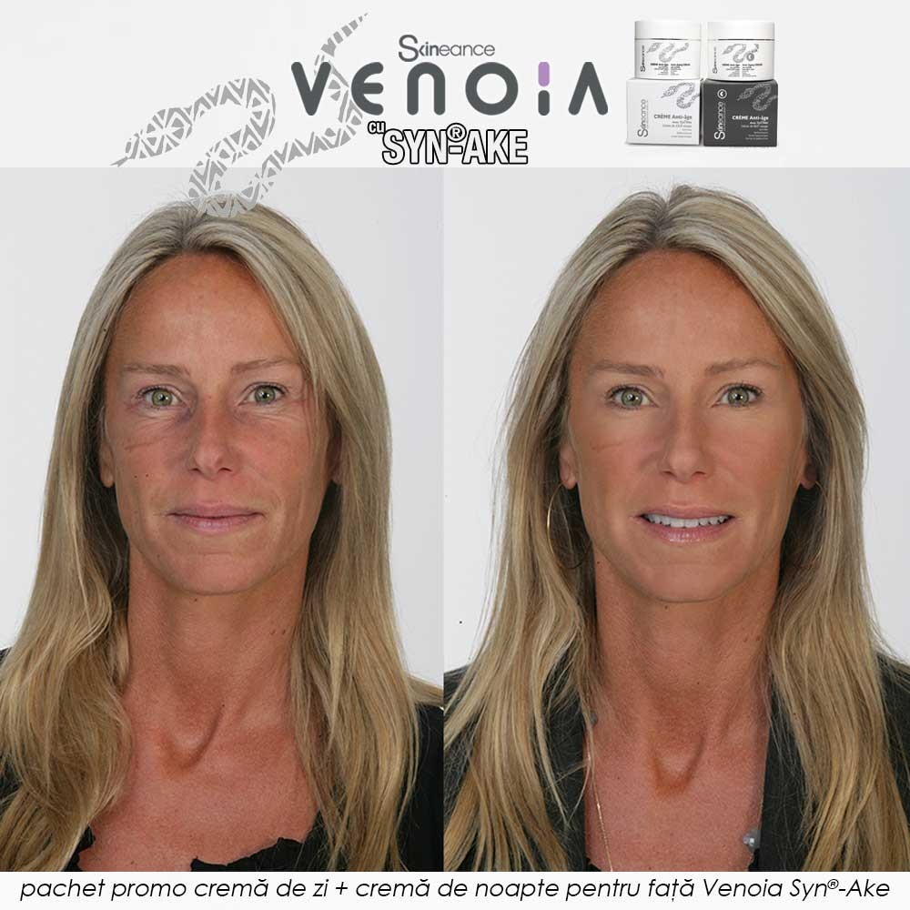 Pachet PROMO: Venoia Syn-Ake Day + Night Face Cream 50ml - crema de zi + crema de noapte pentru fata cu venin sintetic de sarpe