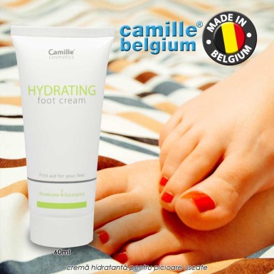 Camille Hydrating Foot Cream 60ml - crema hidratanta pentru picioare uscate cu unt de shea, mentol, camfor si eucalipt Camille Hydrating Foot Cream 60ml - crema hidratanta pentru picioare uscate cu unt de shea, mentol, camfor si eucalipt