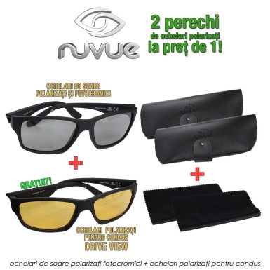 NuVue - ochelari polarizati fotocromici + ochelari polarizati pentru condus NuVue - ochelari polarizati fotocromici + ochelari polarizati pentru condus