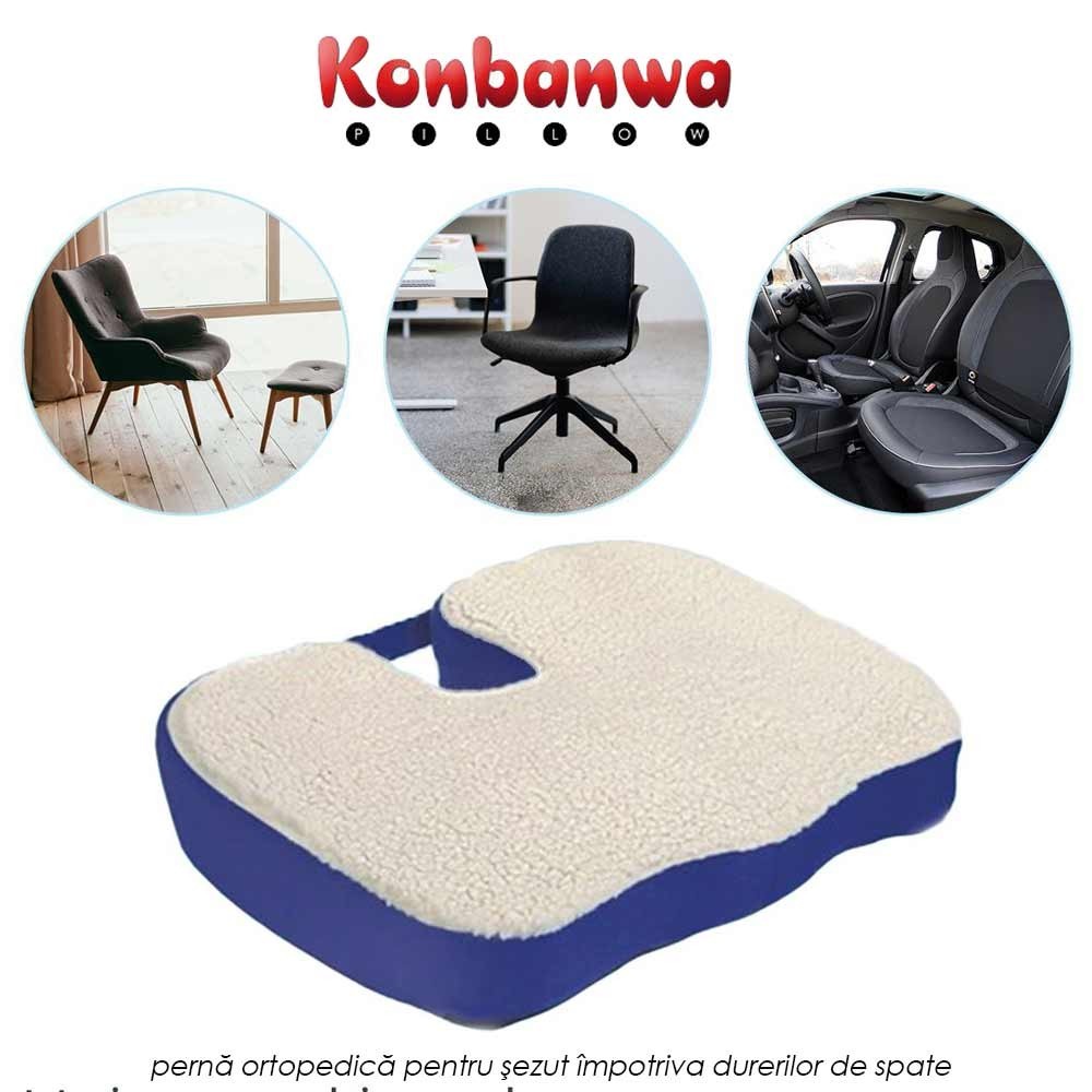 Konbanwa Soft Gel Seat - perna ortopedica pentru sezut impotriva durerilor de spate si a hemoroizilor Konbanwa Soft Gel Seat - perna ortopedica pentru sezut impotriva durerilor de spate si a hemoroizilor