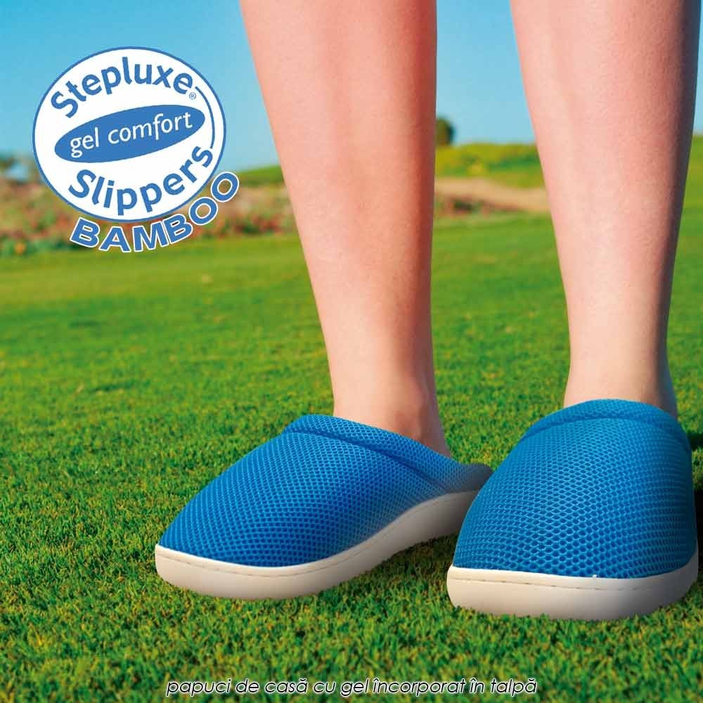 Stepluxe Slippers Bamboo - originalii papuci cu bambus si talpa cu gel anti-oboseala