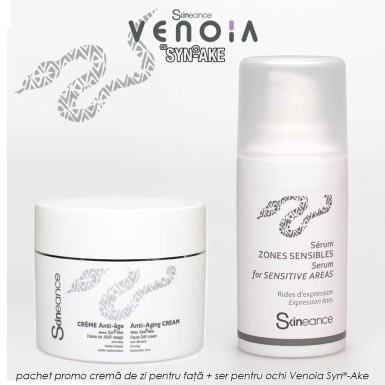 Pachet PROMO: Venoia Syn-Ake Day Face Cream + Eye Serum - crema de zi + ser pentru ochi cu venin sintetic de sarpe