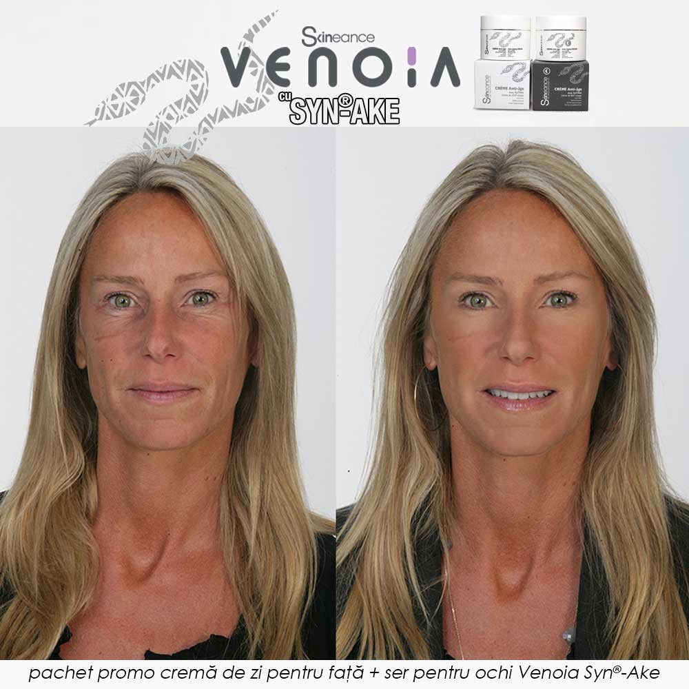 Pachet PROMO: Venoia Syn-Ake Day Face Cream + Eye Serum - crema de zi + ser pentru ochi cu venin sintetic de sarpe