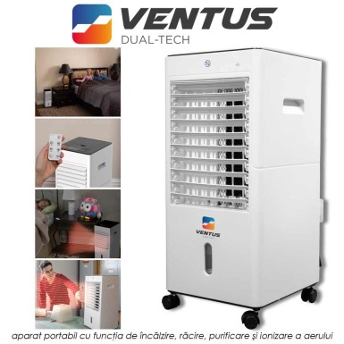 Ventus Dual Tech - aparat portabil, 4 in 1, cu functia de incalzire, racire, purificare si ionizare a aerului