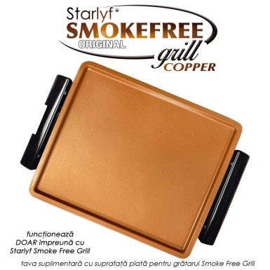 Tava suplimentara cu suprafata plata pentru Starlyf Smoke Free Grill Copper