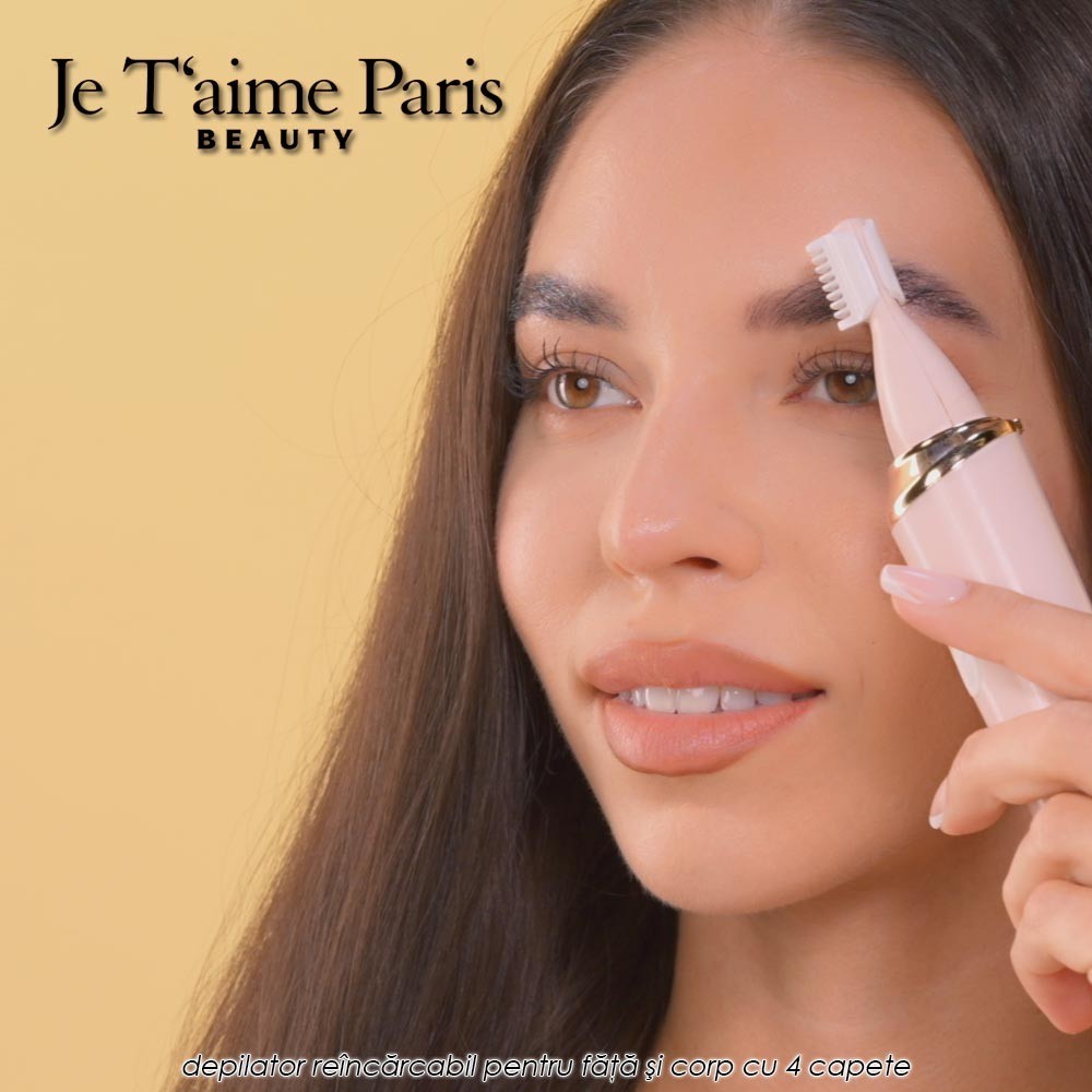 Je T'aime Paris Beauty - depilator reincarcabil pentru fata si corp cu 4 accesorii