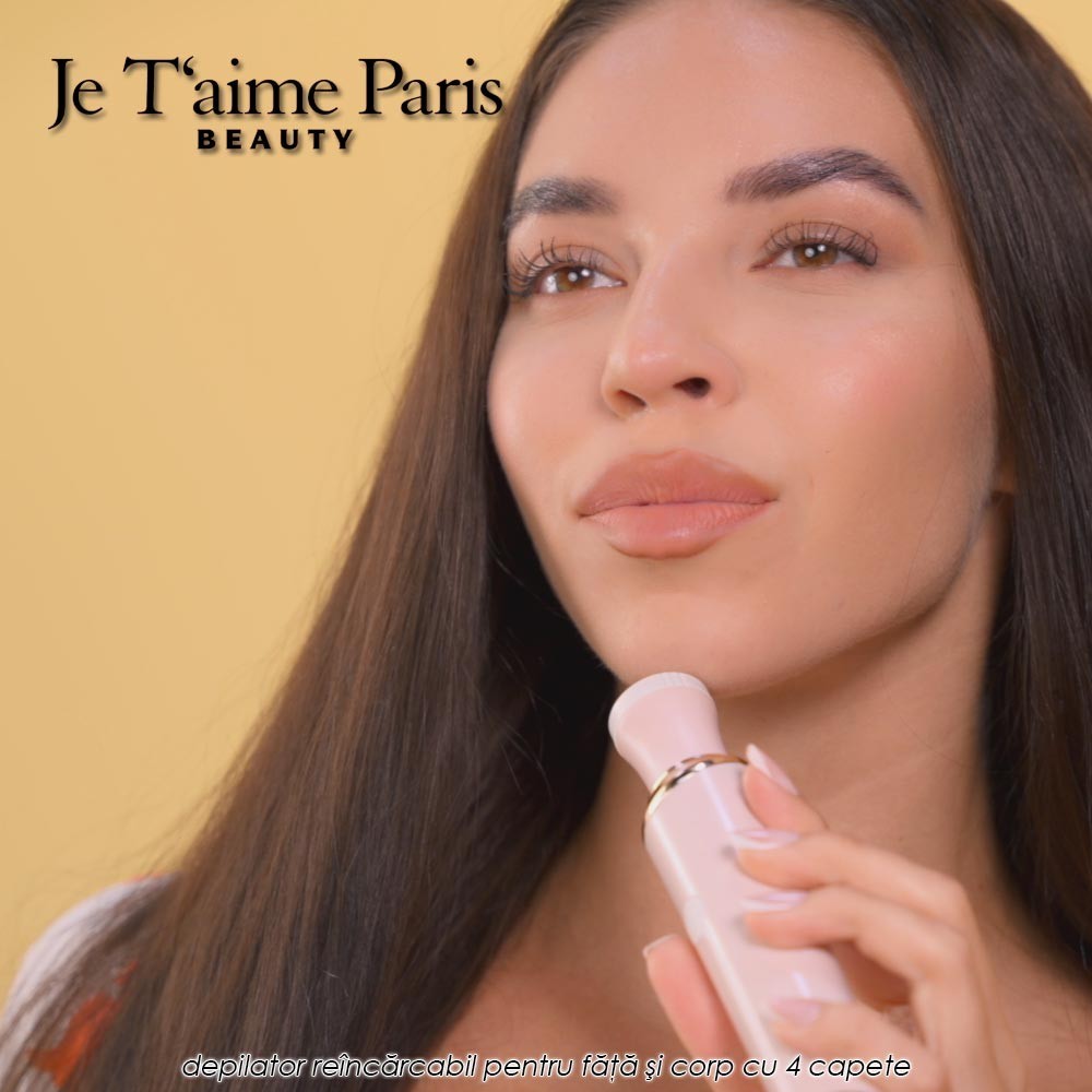 Je T'aime Paris Beauty - depilator reincarcabil pentru fata si corp cu 4 accesorii