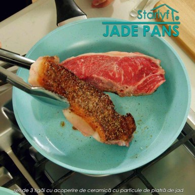 Starlyf Jade Pans - set de 3 tigai cu acoperire de ceramica cu particule de piatra de jad Starlyf Jade Pans - set de 3 tigai cu acoperire de ceramica cu particule de piatra de jad