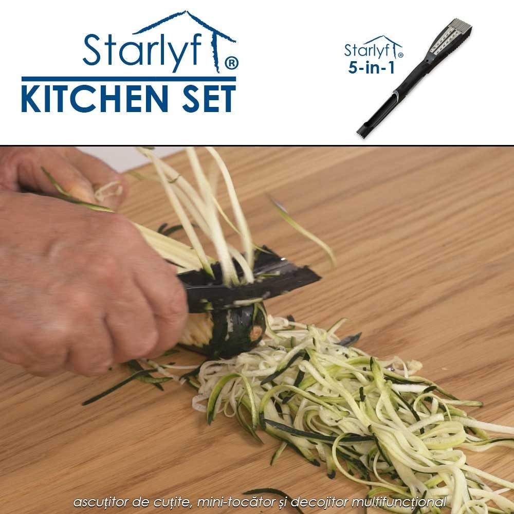 Starlyf Kitchen Set - ascutitor de cutite, mini-tocator si decojitor multifunctional Starlyf Kitchen Set - ascutitor de cutite, mini-tocator si decojitor multifunctional