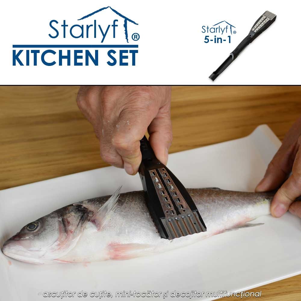 Starlyf Kitchen Set - ascutitor de cutite, mini-tocator si decojitor multifunctional Starlyf Kitchen Set - ascutitor de cutite, mini-tocator si decojitor multifunctional