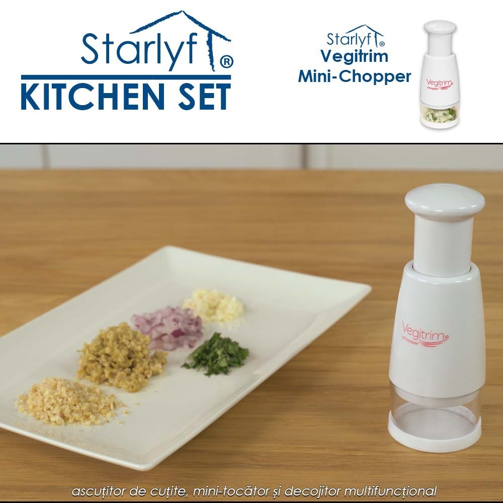 Starlyf Kitchen Set - ascutitor de cutite, mini-tocator si decojitor multifunctional Starlyf Kitchen Set - ascutitor de cutite, mini-tocator si decojitor multifunctional