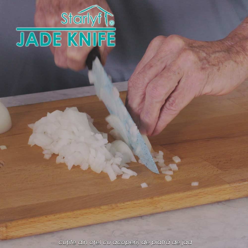 Starlyf Jade Knife - set de 5 cutite din otel cu acoperis de piatra de jad