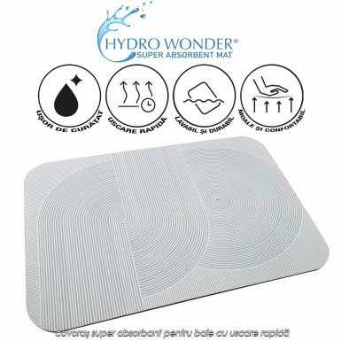 HydroWonder Super Absorbent Mat - covoras super absorbant pentru baie cu uscare rapida